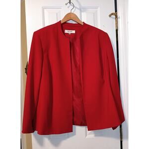 Jones Studio - Women’s Red Open Front Minimalist Structured Blazer - Sz 18W